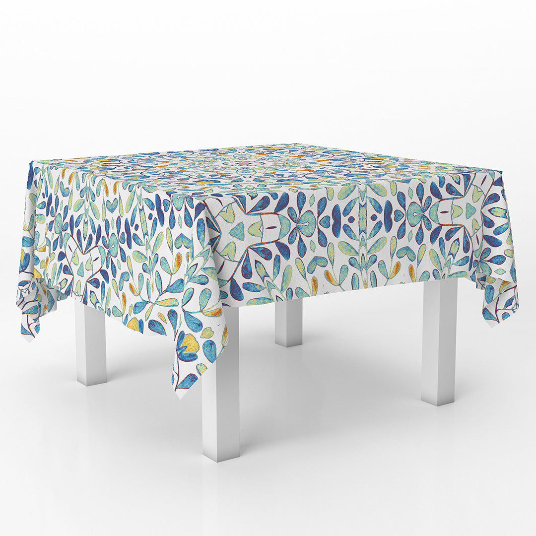 Square Table Cover Floral Mandala Gold