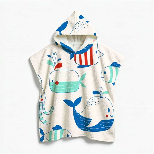 Kids Poncho Towel Life under sea
