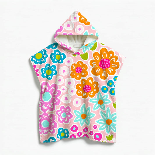 Kids Poncho Towel Blooming flowers