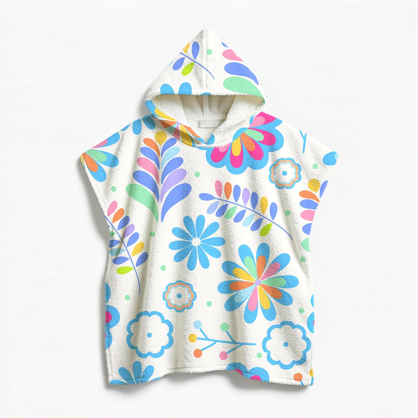 Kids Poncho Towel Colorful feathers