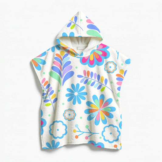 Kids Poncho Towel Colorful feathers